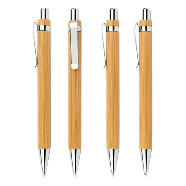 Bamboo Wood Ballpoint Pen with Metal Hook - Bamboo Wood Ballpoint Pen with Metal Hook - Image 5 of 8