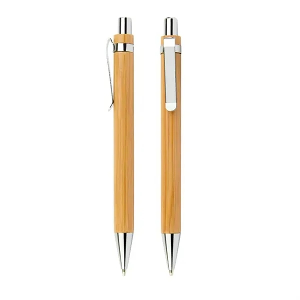 Bamboo Wood Ballpoint Pen with Metal Hook - Bamboo Wood Ballpoint Pen with Metal Hook - Image 6 of 8