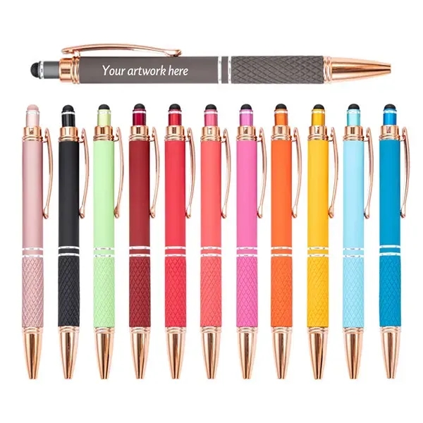 Metal Diamond Stylus Pen with Rose Gold Trim - Metal Diamond Stylus Pen with Rose Gold Trim - Image 0 of 4