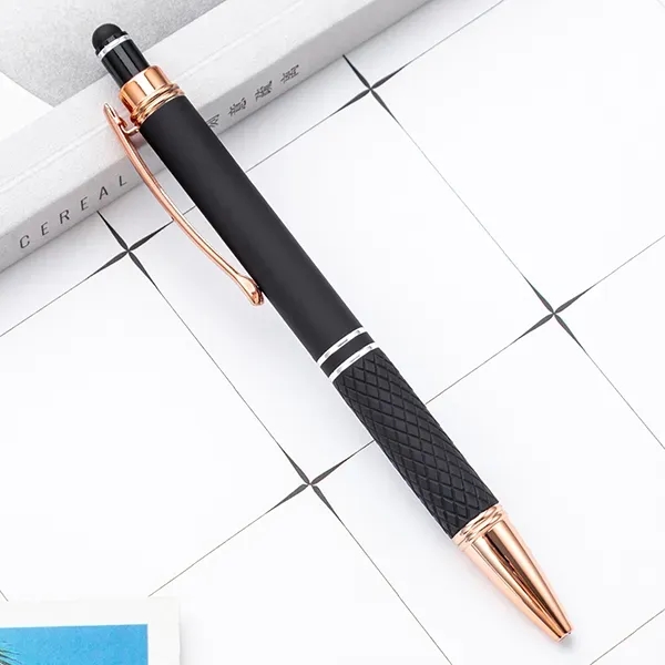 Metal Diamond Stylus Pen with Rose Gold Trim - Metal Diamond Stylus Pen with Rose Gold Trim - Image 2 of 4