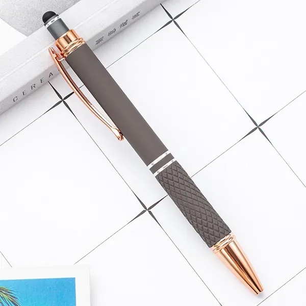 Metal Diamond Stylus Pen with Rose Gold Trim - Metal Diamond Stylus Pen with Rose Gold Trim - Image 4 of 4