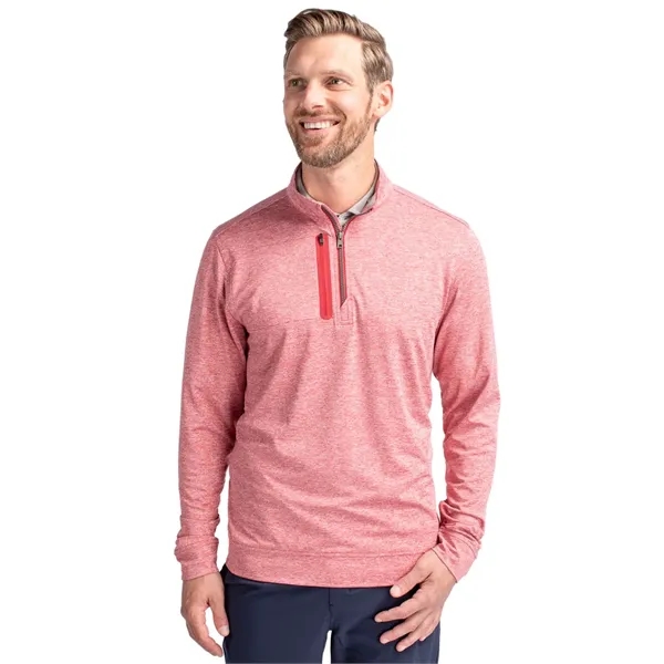 Cutter & Buck Stealth Heathered Quarter Zip Mens Pullover - Cutter & Buck Stealth Heathered Quarter Zip Mens Pullover - Image 14 of 19