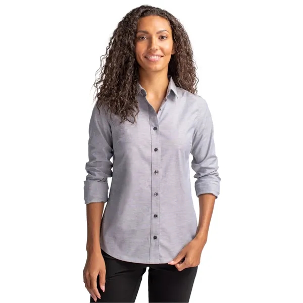 Cutter & Buck Stretch Oxford Womens Long Sleeve Dress Shirt - Cutter & Buck Stretch Oxford Womens Long Sleeve Dress Shirt - Image 1 of 7