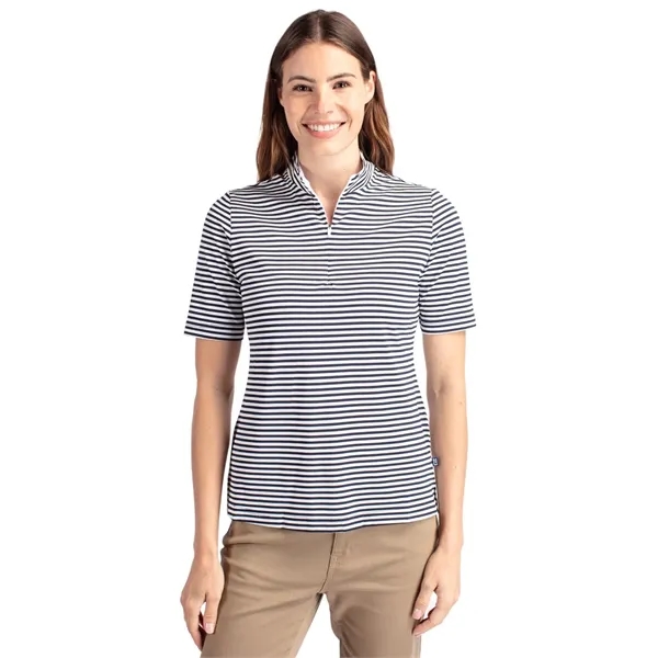 Cutter & Buck Virtue Eco Pique Stripe Recycled Womens Top - Cutter & Buck Virtue Eco Pique Stripe Recycled Womens Top - Image 8 of 11