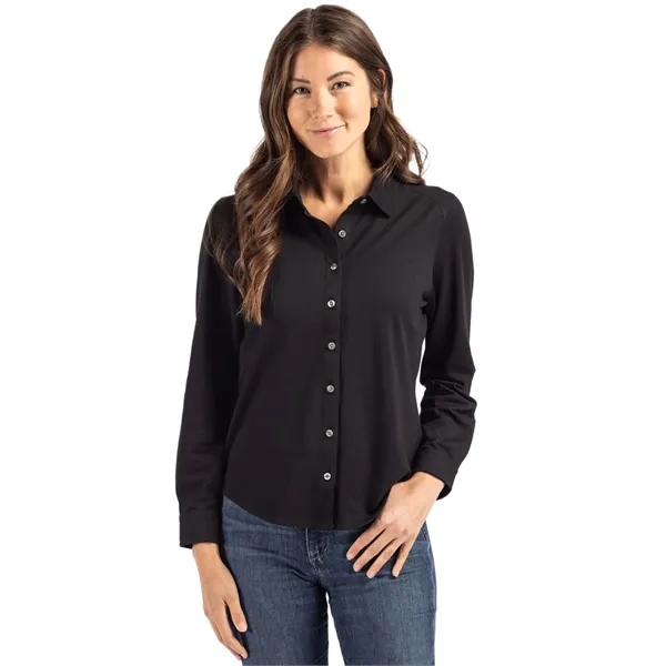 Cutter & Buck Advantage Tri-Blend Eco Soft Pique Long Sle... - Cutter & Buck Advantage Tri-Blend Eco Soft Pique Long Sle... - Image 0 of 5
