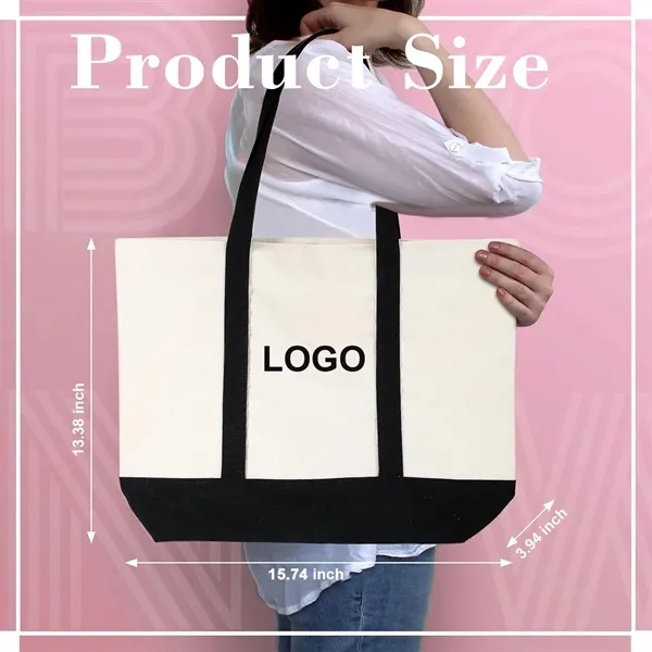 Canvas Tote Bag Bulk with Outer Pocket - Canvas Tote Bag Bulk with Outer Pocket - Image 1 of 7