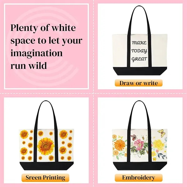 Canvas Tote Bag Bulk with Outer Pocket - Canvas Tote Bag Bulk with Outer Pocket - Image 2 of 7