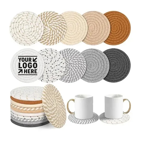 Cotton Rope Woven Cup Coasters - Cotton Rope Woven Cup Coasters - Image 0 of 5