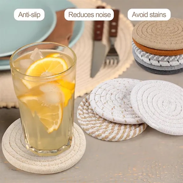 Cotton Rope Woven Cup Coasters - Cotton Rope Woven Cup Coasters - Image 4 of 5