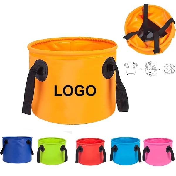 9L PVC Tarpaulin Camping Picnic Collapsible Water Bucket - 9L PVC Tarpaulin Camping Picnic Collapsible Water Bucket - Image 0 of 7