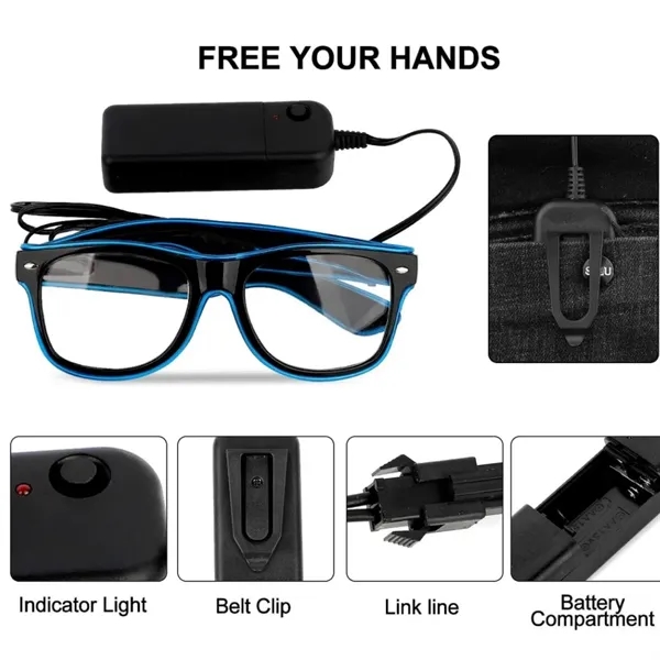 LED Light Up Glasses Multi-Color Glow in the Dark for Party - LED Light Up Glasses Multi-Color Glow in the Dark for Party - Image 2 of 4