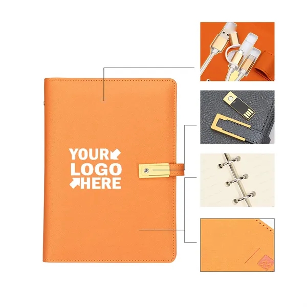 Pu Leather Notebook With 8000Mah Power Bank 32Gb Usb Drive - Pu Leather Notebook With 8000Mah Power Bank 32Gb Usb Drive - Image 0 of 2