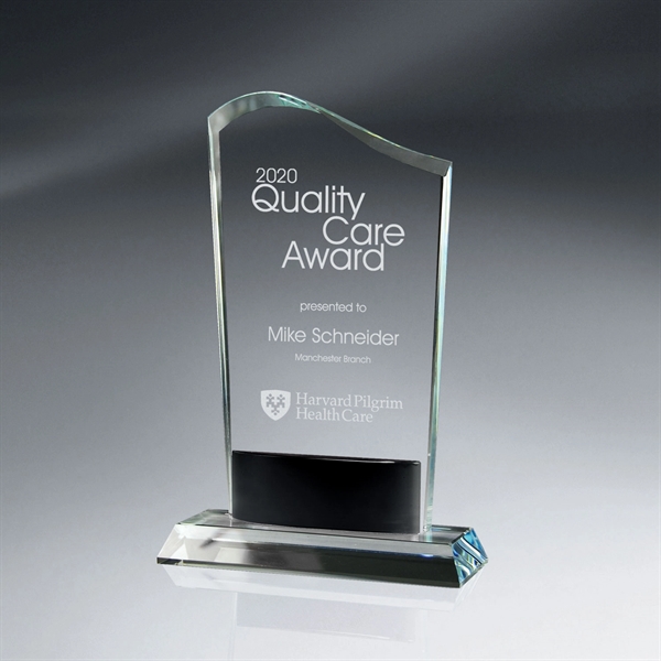 Curved Beveled-Top Crystal with Bowed Glass Accent
