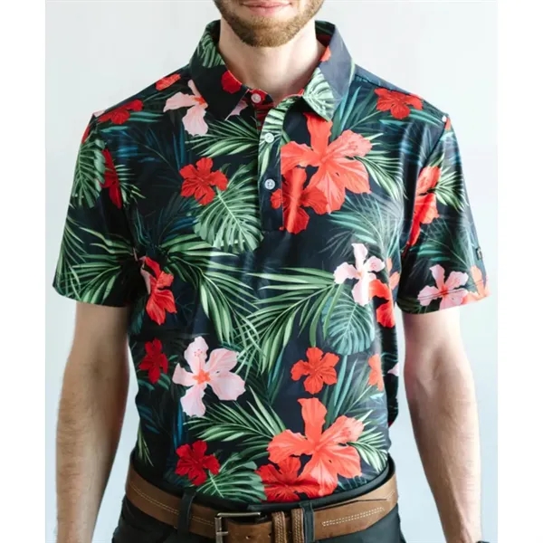 YATTA Golf® Blossom moisture wicking Golf Polo Shirt - YATTA Golf® Blossom moisture wicking Golf Polo Shirt - Image 4 of 11
