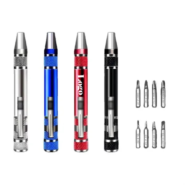8 in 1 Aluminum Tool Pen With Screwdriver - 8 in 1 Aluminum Tool Pen With Screwdriver - Image 0 of 2