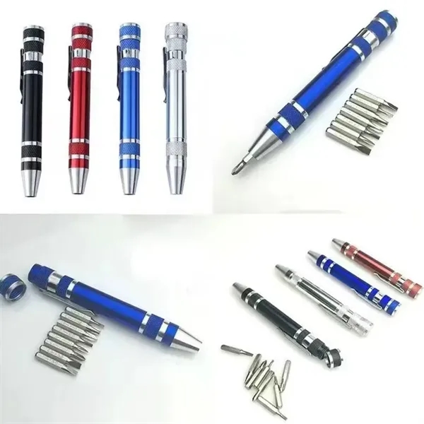 8 in 1 Aluminum Tool Pen With Screwdriver - 8 in 1 Aluminum Tool Pen With Screwdriver - Image 1 of 2