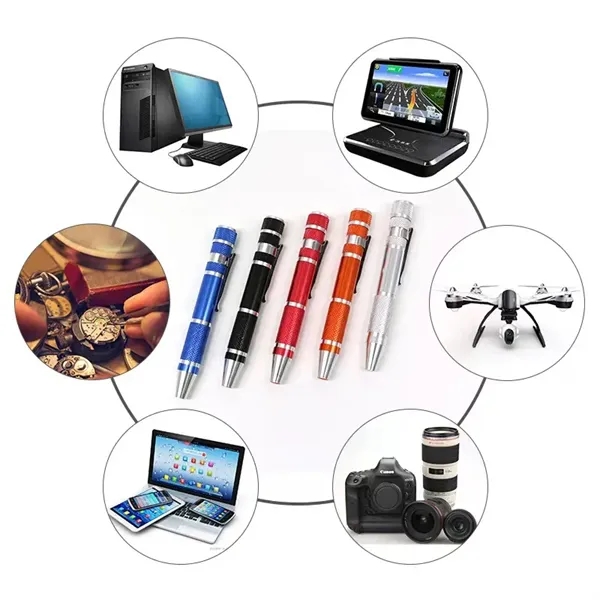 8 in 1 Aluminum Tool Pen With Screwdriver - 8 in 1 Aluminum Tool Pen With Screwdriver - Image 2 of 2
