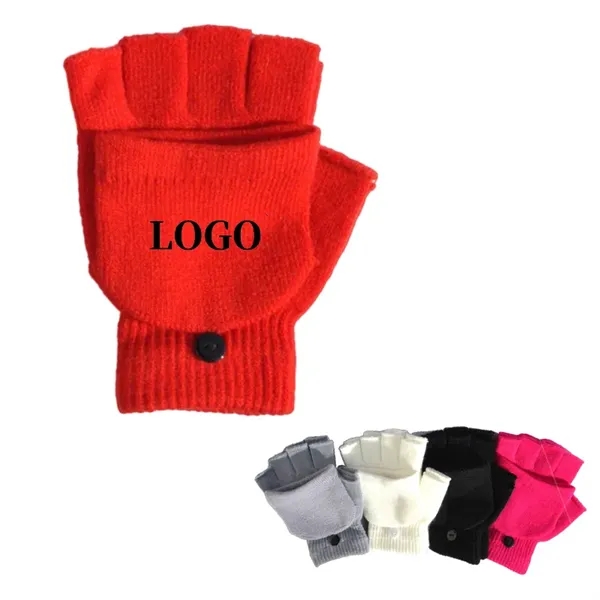 Embroidered Fingerless Glove With Flap - Embroidered Fingerless Glove With Flap - Image 0 of 3