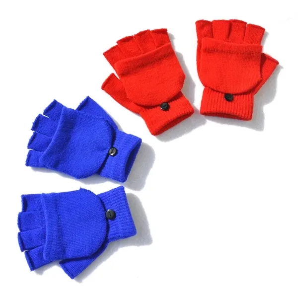 Embroidered Fingerless Glove With Flap - Embroidered Fingerless Glove With Flap - Image 2 of 3