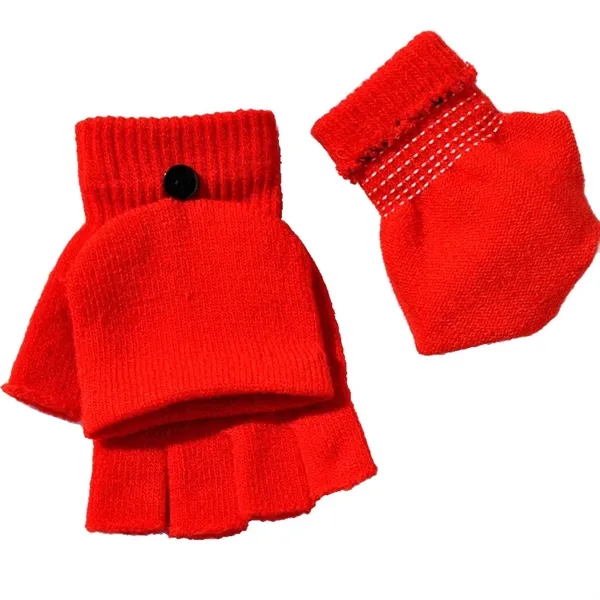 Embroidered Fingerless Glove With Flap - Embroidered Fingerless Glove With Flap - Image 1 of 3