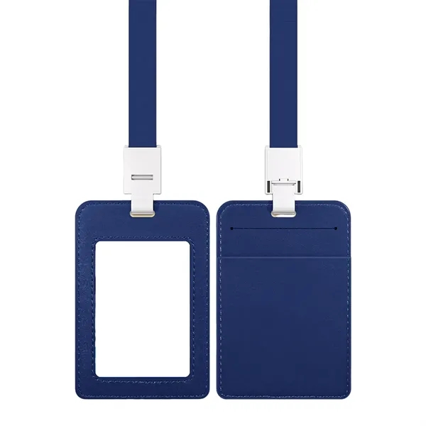 Leather ID Badge Holder With Lanyard - Leather ID Badge Holder With Lanyard - Image 4 of 6