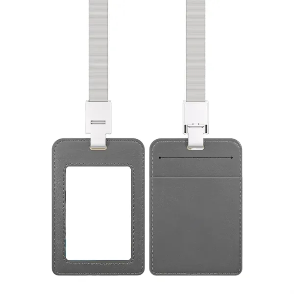 Leather ID Badge Holder With Lanyard - Leather ID Badge Holder With Lanyard - Image 6 of 6