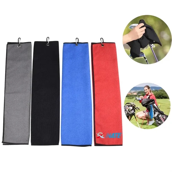Microfiber Waffle Pattern Two-fold Golf Towel - Microfiber Waffle Pattern Two-fold Golf Towel - Image 0 of 3