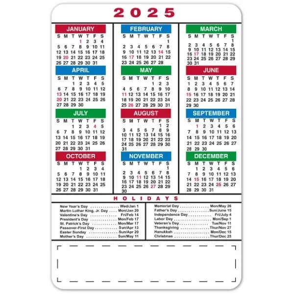 Magnetic Calendar (4"x6") w/Holidays - MADE IN USA - Magnetic Calendar (4"x6") w/Holidays - MADE IN USA - Image 1 of 1