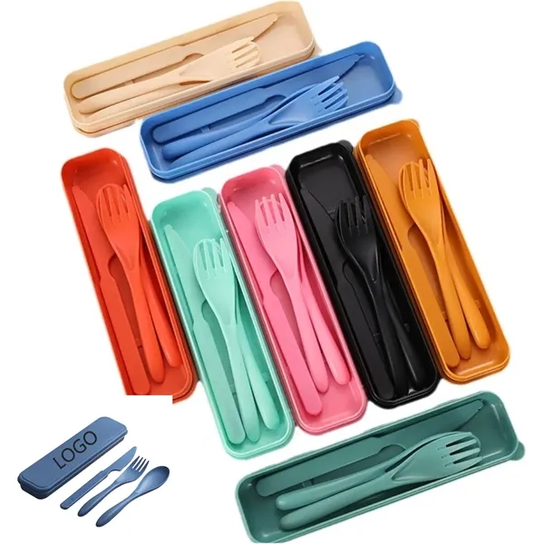 3-in-1 Wheat Straw Cutlery Set: Knife, Fork & Spoon - 3-in-1 Wheat Straw Cutlery Set: Knife, Fork & Spoon - Image 0 of 2