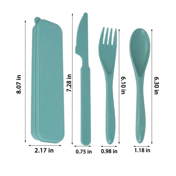 3-in-1 Wheat Straw Cutlery Set: Knife, Fork & Spoon - 3-in-1 Wheat Straw Cutlery Set: Knife, Fork & Spoon - Image 2 of 2