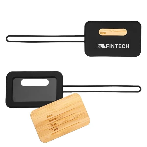 First Class Bamboo & Silicone Luggage Tag - First Class Bamboo & Silicone Luggage Tag - Image 3 of 4