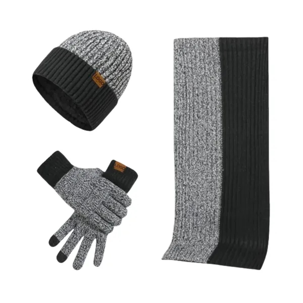 Winter 3 in 1 Set Jacquard Gloves Knitted Beanie Hat Scarf - Winter 3 in 1 Set Jacquard Gloves Knitted Beanie Hat Scarf - Image 3 of 3