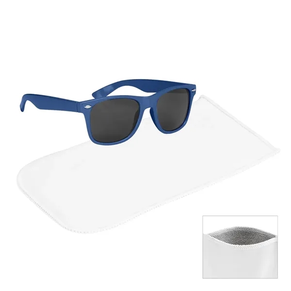 Custom Malibu Sunglasses With Rpet Microfiber Sunglass Pouch