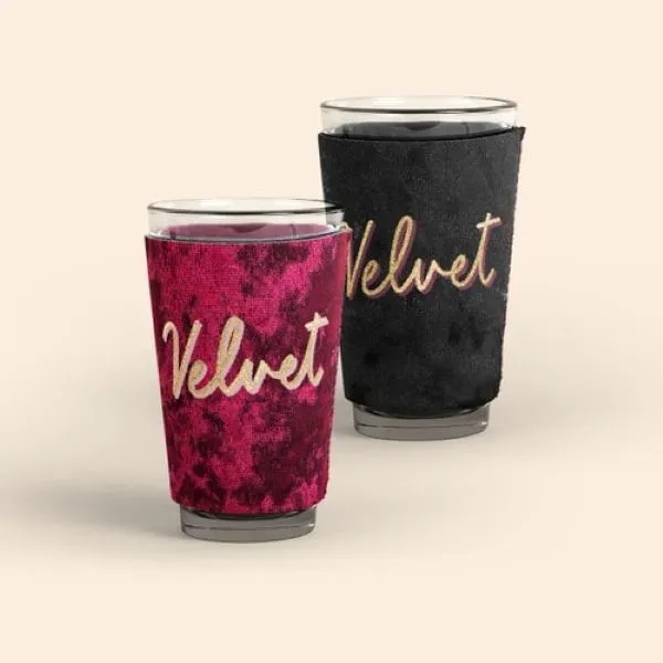 PINT GLASS SLEEVE - VELVET NEOPRENE - PINT GLASS SLEEVE - VELVET NEOPRENE - Image 0 of 4