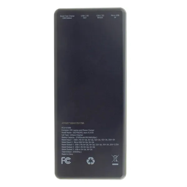 Energizer 27000 mAh 65W Laptop Power Bank - Energizer 27000 mAh 65W Laptop Power Bank - Image 6 of 11