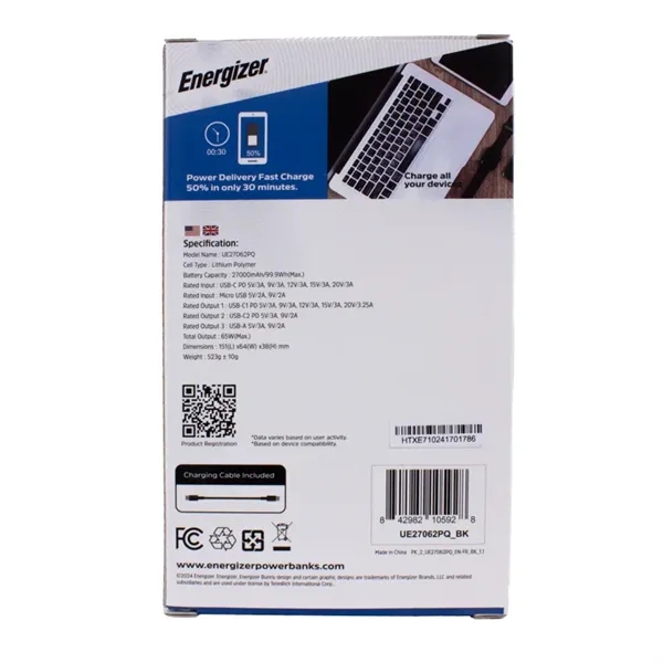 Energizer 27000 mAh 65W Laptop Power Bank - Energizer 27000 mAh 65W Laptop Power Bank - Image 10 of 11