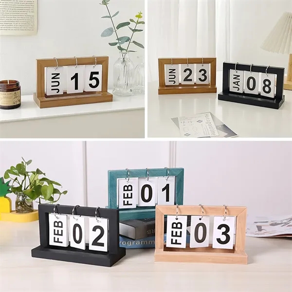 Creative Wooden Modern Simple Ppage Turning Calendar - Creative Wooden Modern Simple Ppage Turning Calendar - Image 2 of 2