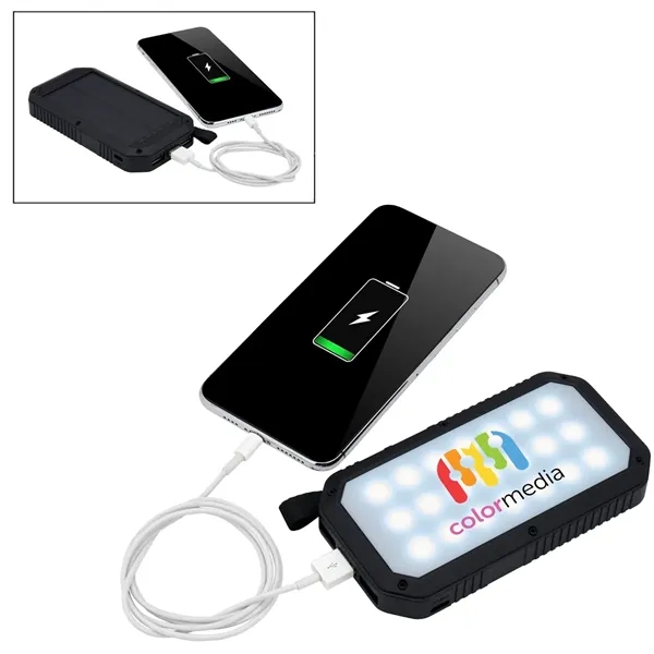 Custom Trio Port Solar Charge LED Power Bank 8,000mAh