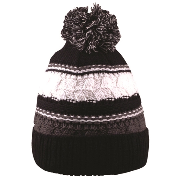 Striped Pom Beanie