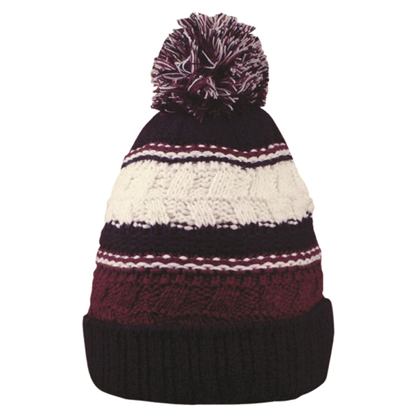 Striped Pom Beanie
