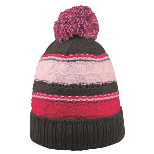 Striped Pom Beanie