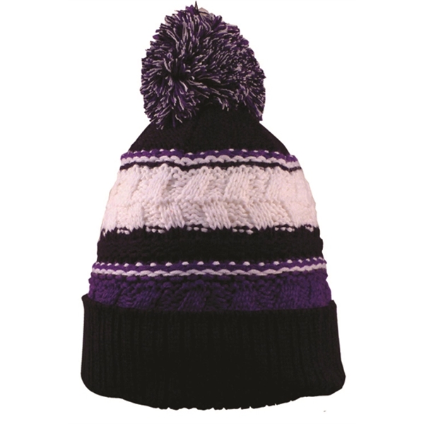 Striped Pom Beanie