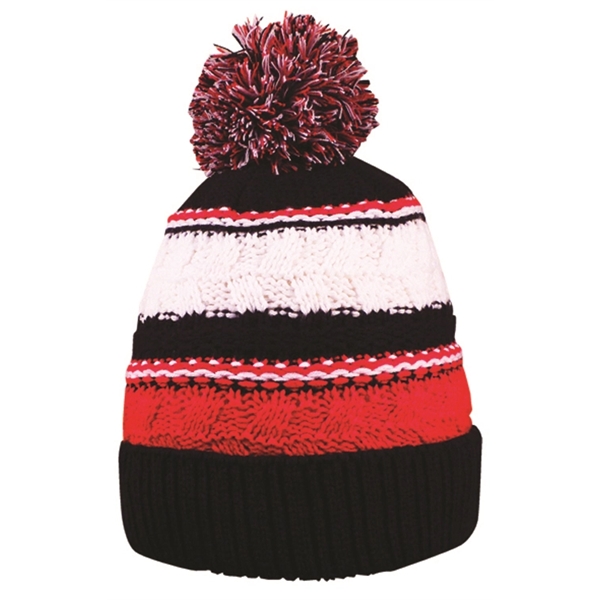 Striped Pom Beanie