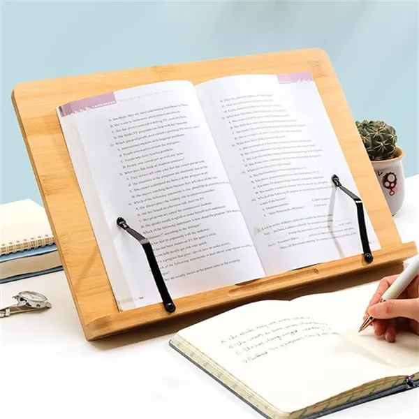 Portable Adjustable Foldable Bookstand Bamboo Book Holder - Portable Adjustable Foldable Bookstand Bamboo Book Holder - Image 4 of 5