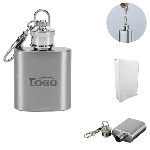 Stainless Steel Portable Flask Keychain - Stainless Steel Portable Flask Keychain - Image 0 of 3