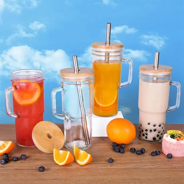 24oz Smoothie Tumbler Glass Bubble Tea Cup With Handle - 24oz Smoothie Tumbler Glass Bubble Tea Cup With Handle - Image 4 of 8