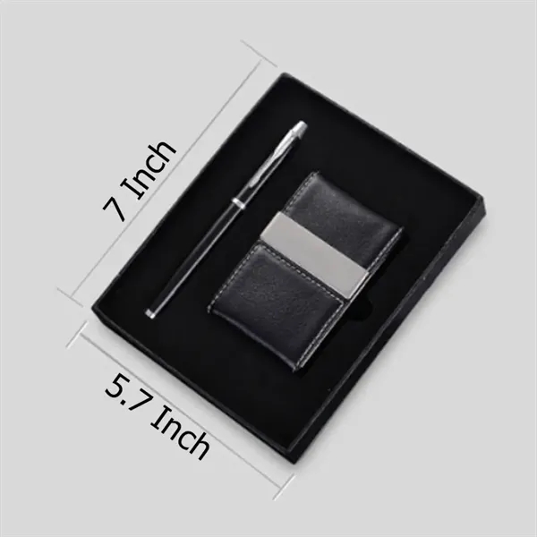 Metal PU Leather Business Card Holder And Executive Pen Gift - Metal PU Leather Business Card Holder And Executive Pen Gift - Image 1 of 3
