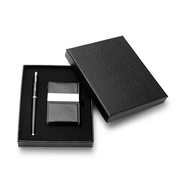 Metal PU Leather Business Card Holder And Executive Pen Gift - Metal PU Leather Business Card Holder And Executive Pen Gift - Image 3 of 3