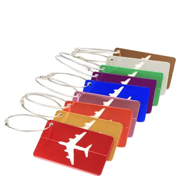 Plane Metal Luggage Tag With Name Id Card - Plane Metal Luggage Tag With Name Id Card - Image 1 of 2
