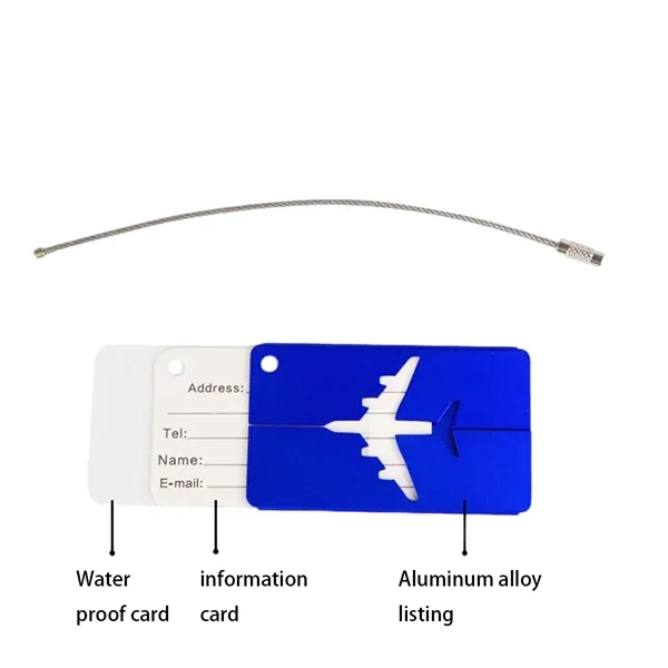 Plane Metal Luggage Tag With Name Id Card - Plane Metal Luggage Tag With Name Id Card - Image 2 of 2